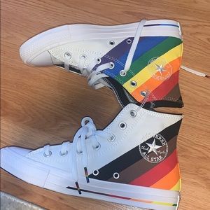 Converse White Rainbow High-Top Sneakers